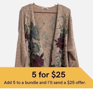 Floral Open-Front Lightweight Knit Cardigan